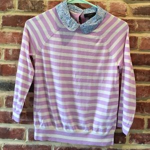 J. Crew Liberty-collar merino sweater in stripe