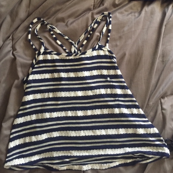 navy and white tank