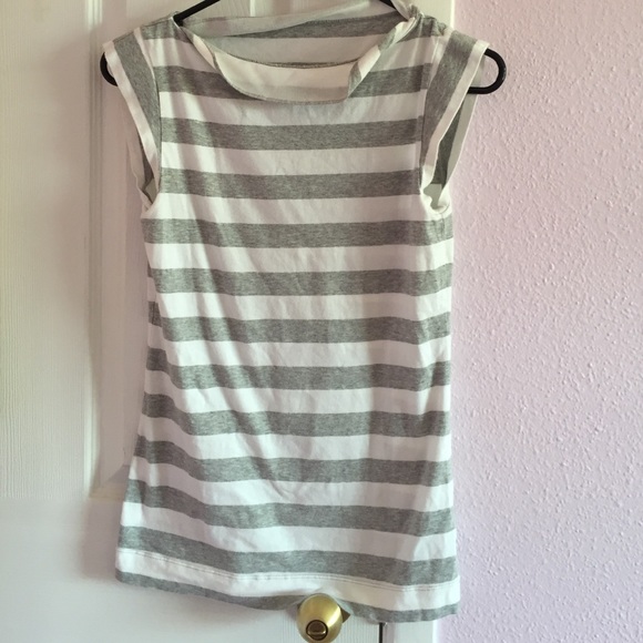 Grey and white strapped top