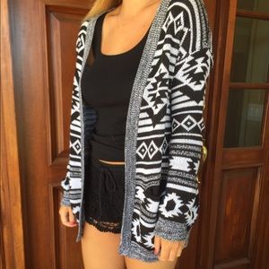 Black and White Tribal Cardigan Size XS