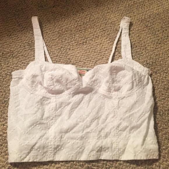 White eyelet crop top size L