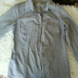 Gray collar long sleeve blouse