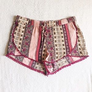 Pink Boho Flowy Shorts