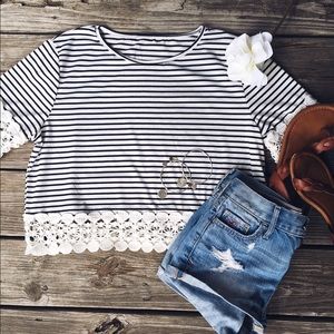 NWOT stripped crochet top