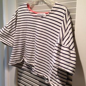 Navy and Ivory Stripped Cropped Top