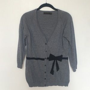 Grey cardigan with black bow from The Limited
