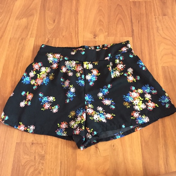 Dark floral romper shorts