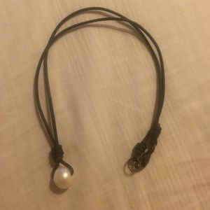 leather and pearl necklace