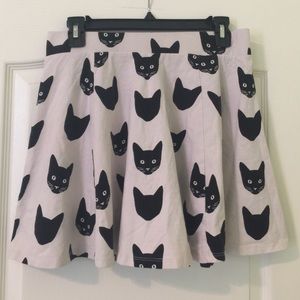 Stretchy Cat Printed Skater Skirt