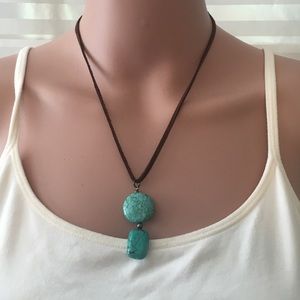 Sterling Silver Teal Pendant Necklace