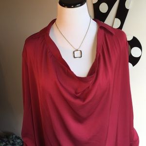 Beautiful ruby red dress top with scoop neck!