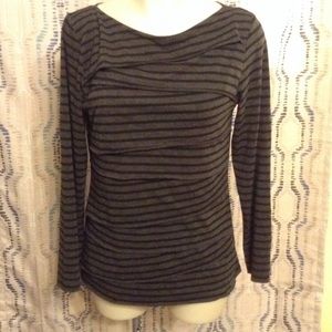 Apostrophe Grey & black striped long sleeve shirt