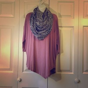 NWT mauve colored Dolman top with scarf