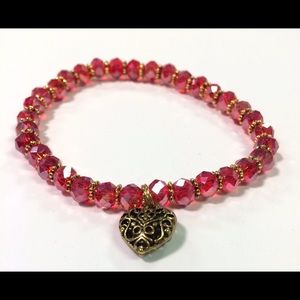 Handbeaded Women's Red Glass Beaded Bracelet