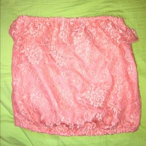 wet seal pink lace crop and strapless top