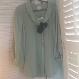 Mint anthropologie bow silk blouse