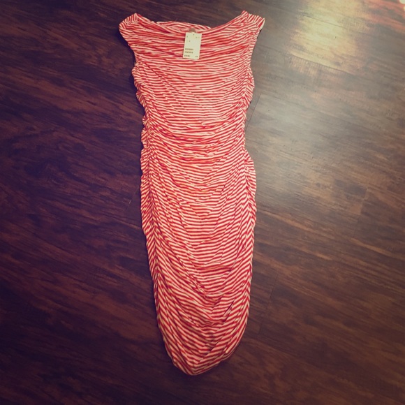 Red and white striped H&M dress