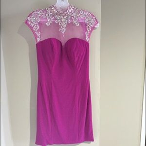 Hannah S. Jeweled Open Back Cocktail Dress