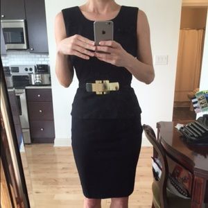 Black Alfani Dress with Gold Belt - With Tags