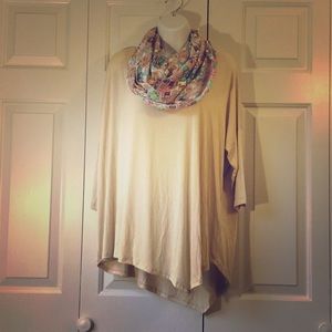NWT stone colored dolman top with beautiful scarf