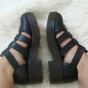 Faux leather platform sandals