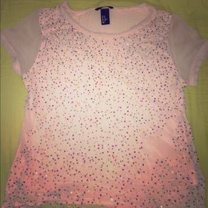 H&M cream sparkly mesh tee