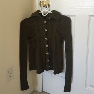 Olive button down peplum sweater