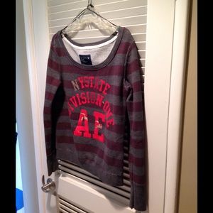 Purple and Grey Striped Sweatshirt