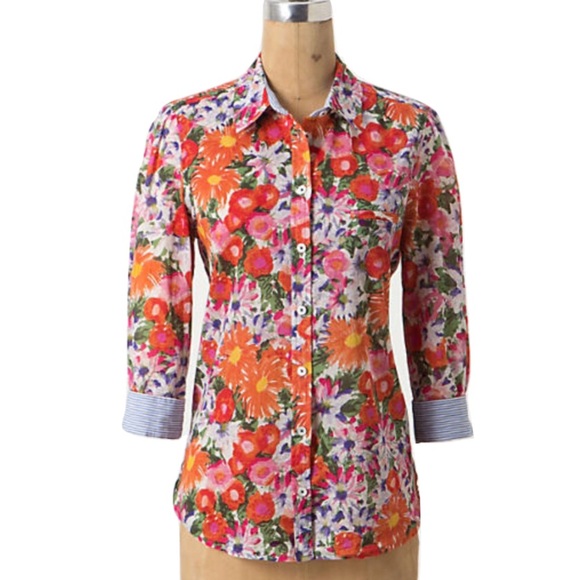 Anthropologie Tops - HD In Paris Anthro 6 Hanalei Button Up Floral Top
