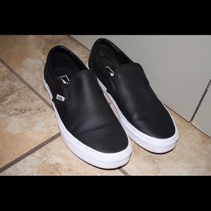 Black Perf Leather Slip-On Vans