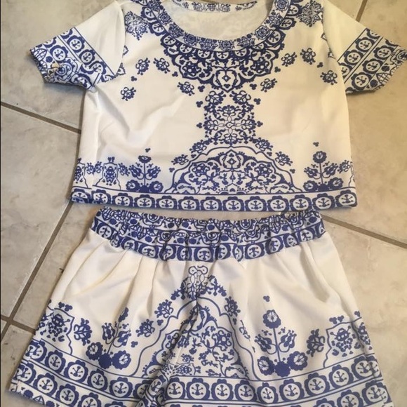 Blue & White Two Piece Set