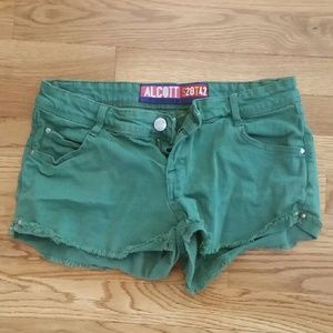 Green cut off shorts