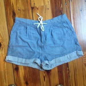 soft blue cotton high waist shorts from top shop