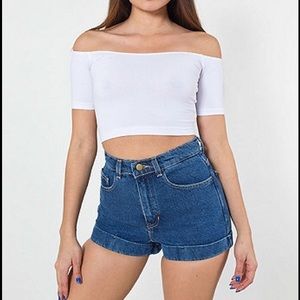 American Apparel Dark Wash High Waisted Shorts