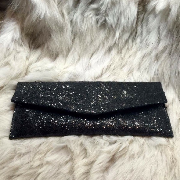 Black Glitter Envelope Clutch Bag - Picture 1 of 2