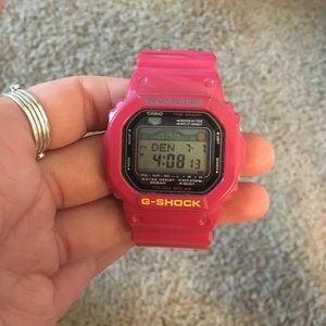 pink g shock with tides graph