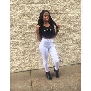 High wasted white pants