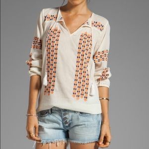 Xs 'Nira' embroidered peasant Joíe top