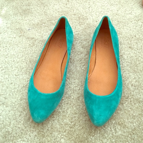 Madewell Shoes - Madewell Suede Teal Pointed Flats