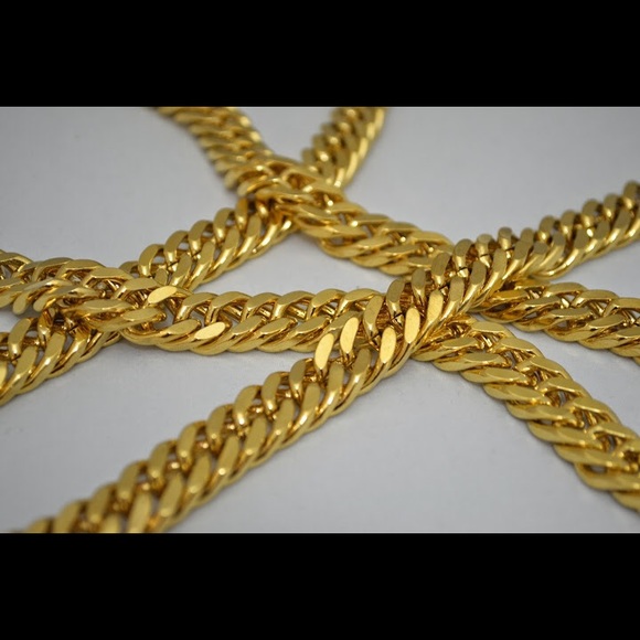 14K Gold Plated Jay Z Style Cuban Link Neck Chain - Picture 2 of 4