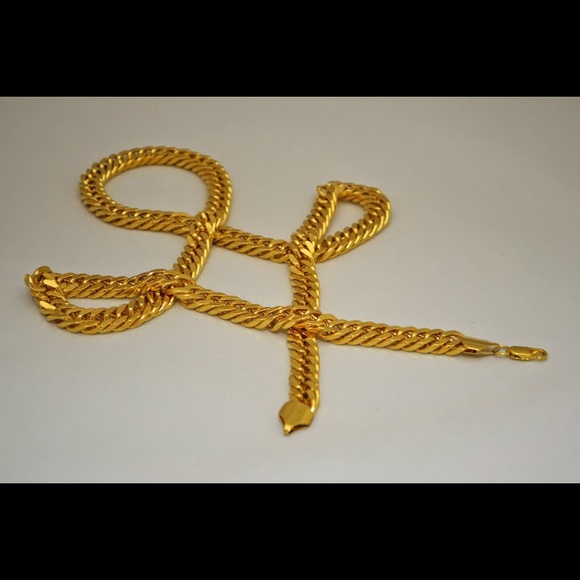 14K Gold Plated Jay Z Style Cuban Link Neck Chain - Picture 4 of 4