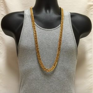 14K Gold Plated Jay Z Style Cuban Link Neck Chain