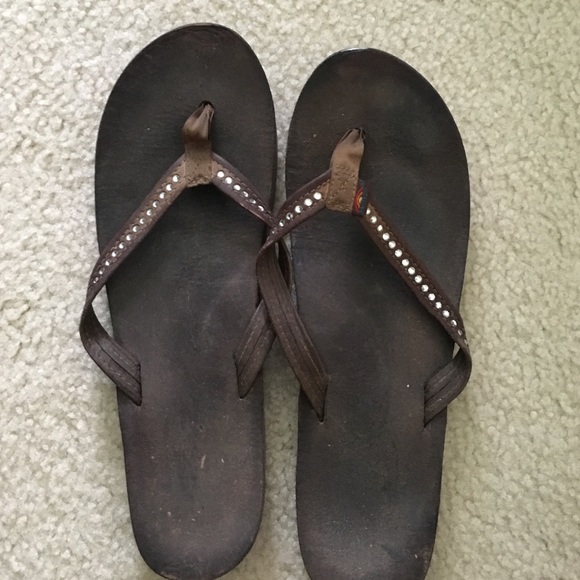 Rainbow flip flops
