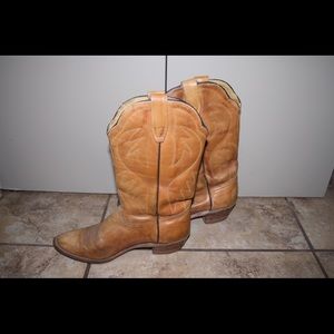 Light brown leather cowboy boots