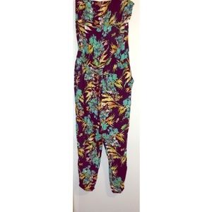 BLUE TROPIC STRAPLESS ROMPER 💐