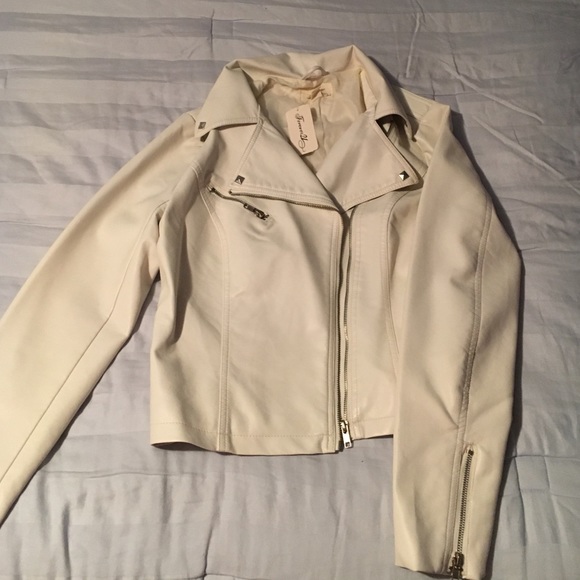 Forever 21 Cream Pleather Jacket