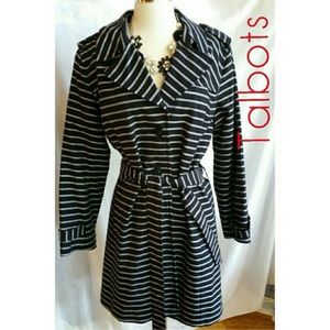 Talbots Blue Striped Belted Jacket PXL