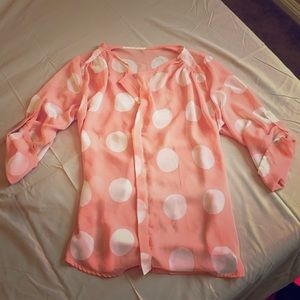 Coral Polka Dot Shirt