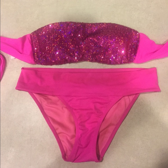 Victoria's Secret hot pink sequined bikini set
