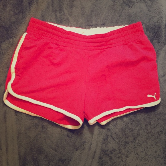 Pink and white Puma shorts